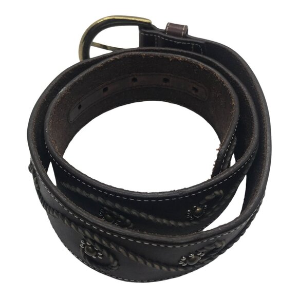 Brighton Brown Leather Size L (34")‎ with Woven Leather Design - Picture 1 of 3